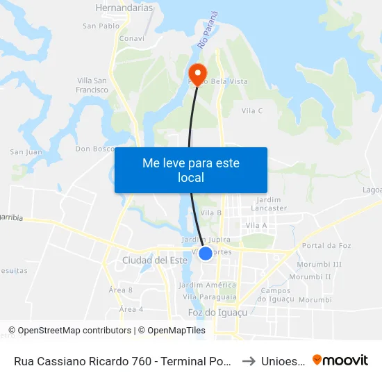 Rua Cassiano Ricardo 760 - Terminal Ponte to Unioeste map