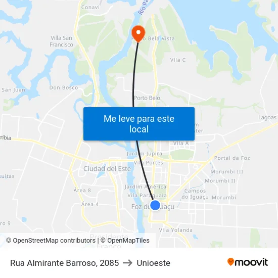 Rua Almirante Barroso, 2085 to Unioeste map