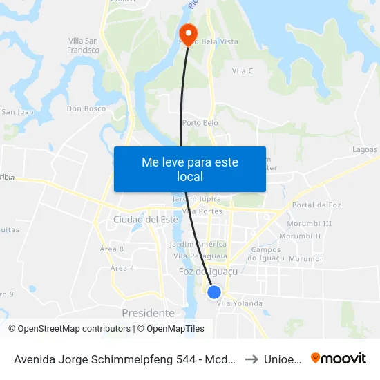 Avenida Jorge Schimmelpfeng 544 - Mcdonald's to Unioeste map