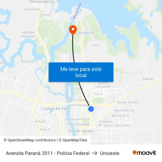 Avenida Paraná 2011 - Polícia Federal to Unioeste map