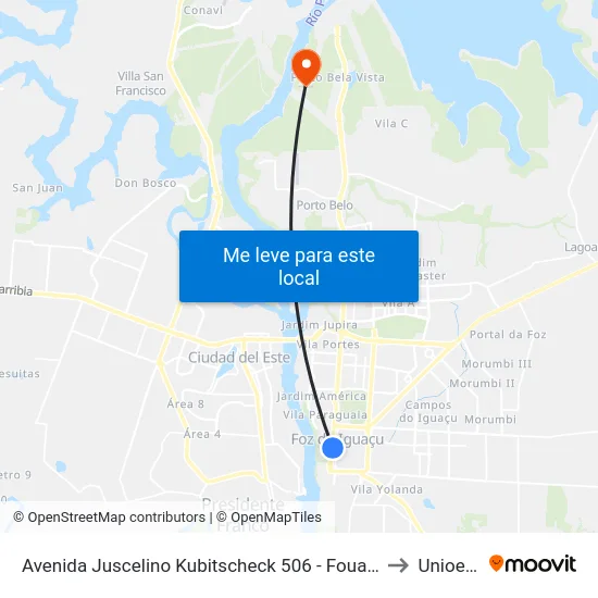 Avenida Juscelino Kubitscheck 506 - Fouad Center to Unioeste map