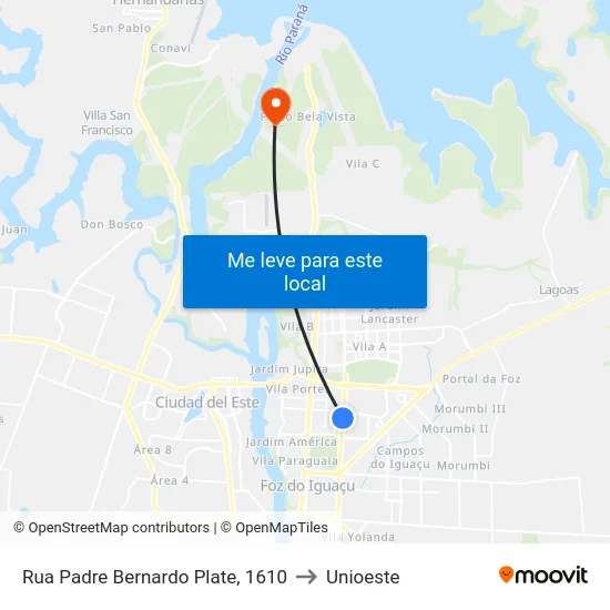 Rua Padre Bernardo Plate, 1610 to Unioeste map