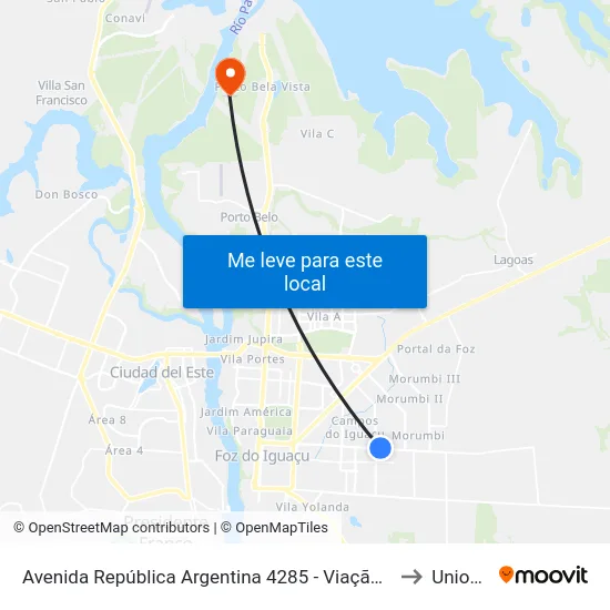 Avenida República Argentina 4285 - Viação Gato Branco to Unioeste map