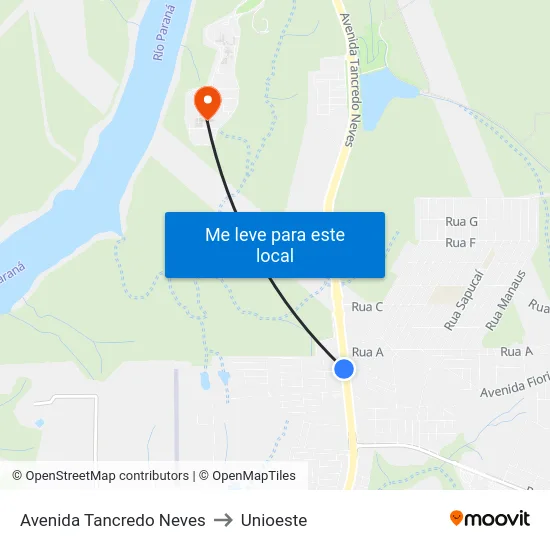 Avenida Tancredo Neves to Unioeste map