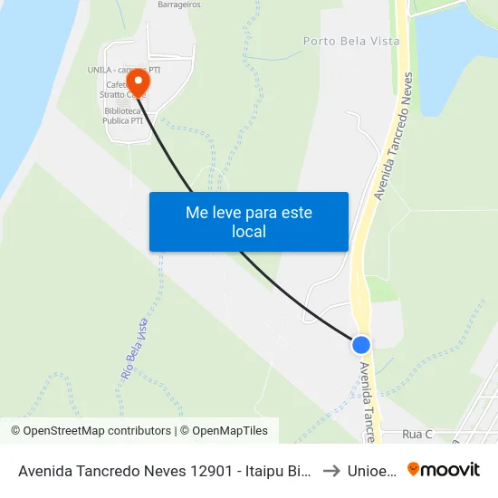 Avenida Tancredo Neves 12901 - Itaipu Binacional to Unioeste map
