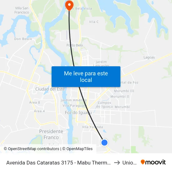 Avenida Das Cataratas 3175 - Mabu Thermas Grand Resort to Unioeste map
