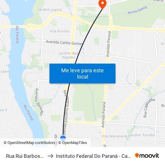 Rua Rui Barbosa, 627 to Instituto Federal Do Paraná - Campus Foz map