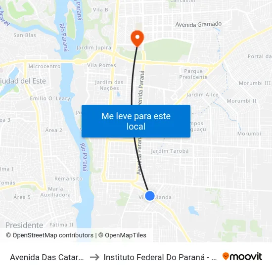 Avenida Das Cataratas, 730 to Instituto Federal Do Paraná - Campus Foz map