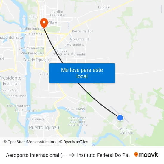 Aeroporto Internacional (International Airport) to Instituto Federal Do Paraná - Campus Foz map