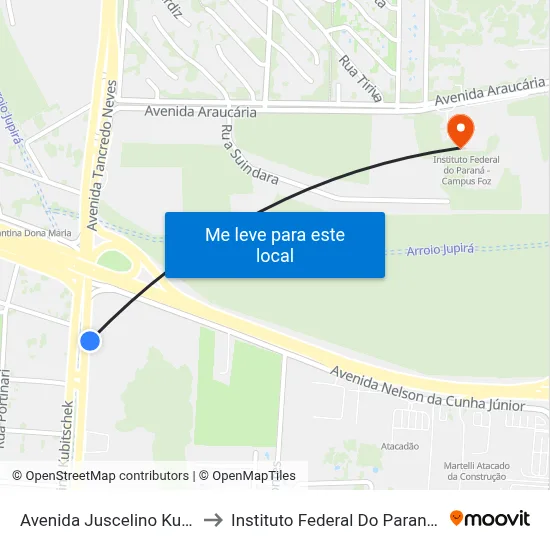 Avenida Juscelino Kubitscheck, 27 to Instituto Federal Do Paraná - Campus Foz map