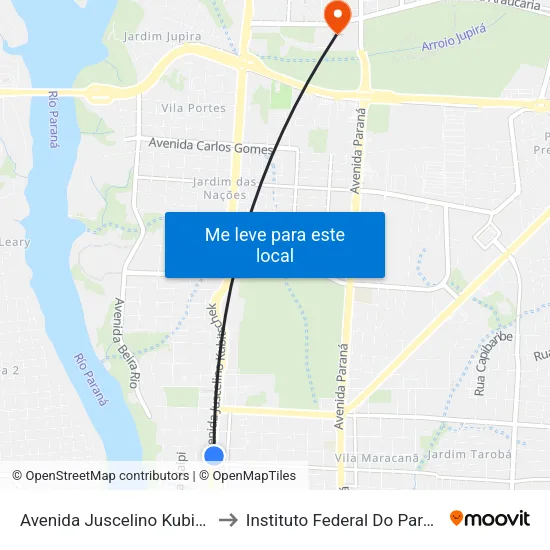 Avenida Juscelino Kubitscheck, 710-720 to Instituto Federal Do Paraná - Campus Foz map