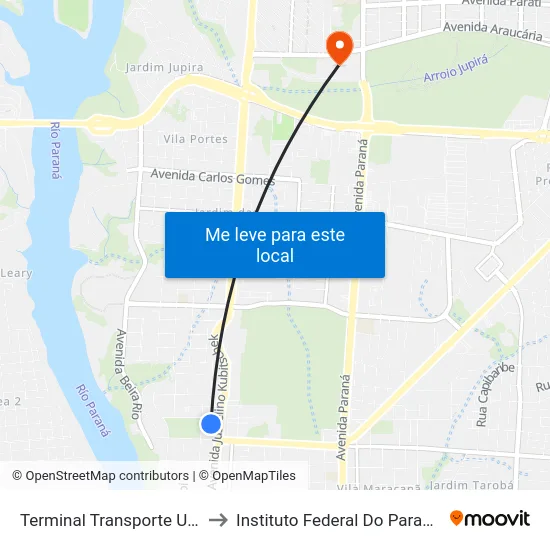 Terminal Transporte Urbano (Ala 03) to Instituto Federal Do Paraná - Campus Foz map