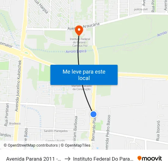 Avenida Paraná 2011 - Polícia Federal to Instituto Federal Do Paraná - Campus Foz map