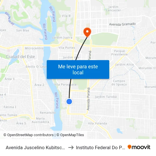 Avenida Juscelino Kubitscheck 506 - Fouad Center to Instituto Federal Do Paraná - Campus Foz map