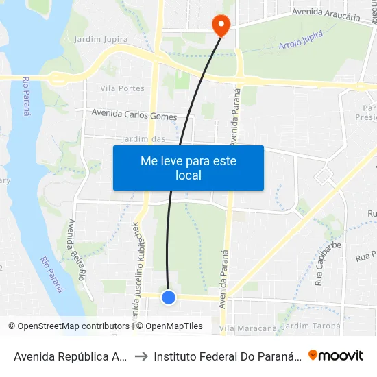 Avenida República Argentina, 20 to Instituto Federal Do Paraná - Campus Foz map
