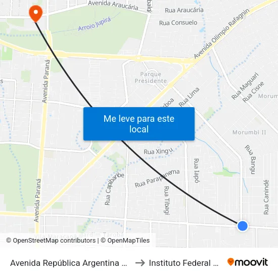 Avenida República Argentina 5395 - Escola Alternativa - Casa Ofício to Instituto Federal Do Paraná - Campus Foz map
