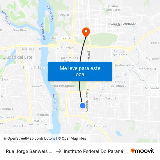 Rua Jorge Sanwais 1414 - Udc to Instituto Federal Do Paraná - Campus Foz map