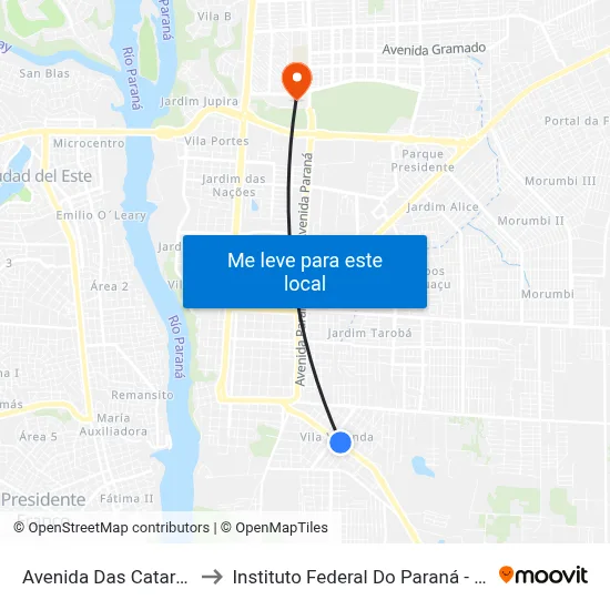 Avenida Das Cataratas, 971 to Instituto Federal Do Paraná - Campus Foz map