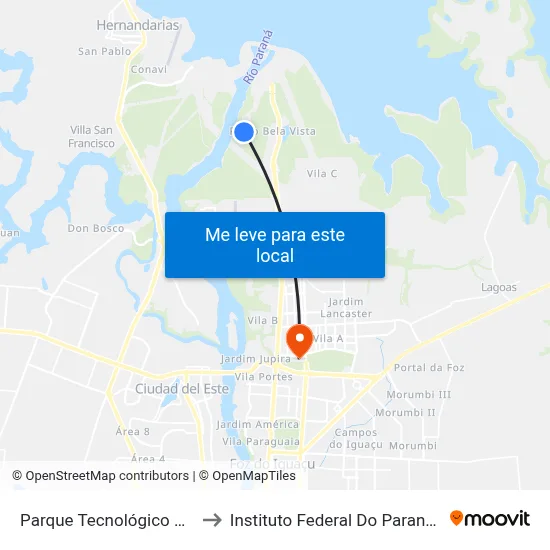 Parque Tecnológico De Itaipu (Pti) to Instituto Federal Do Paraná - Campus Foz map