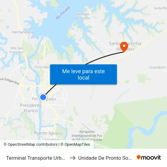 Terminal Transporte Urbano (Ala 01) to Unidade De Pronto Socorro (Upa) map