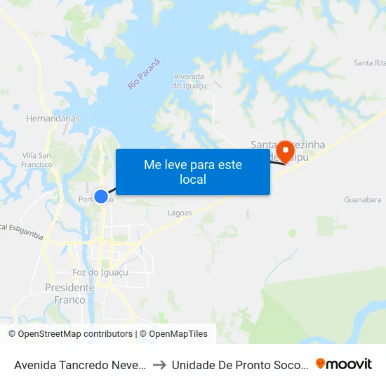 Avenida Tancredo Neves, 14834 to Unidade De Pronto Socorro (Upa) map