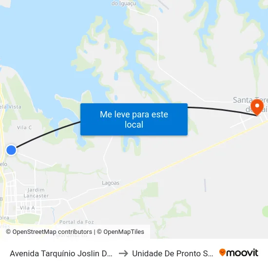 Avenida Tarquínio Joslin Dos Santos 3522 to Unidade De Pronto Socorro (Upa) map