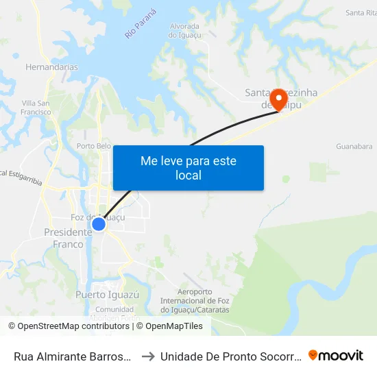 Rua Almirante Barroso, 1550 to Unidade De Pronto Socorro (Upa) map