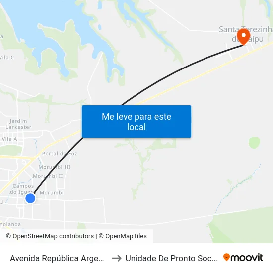 Avenida República Argentina, 4199 to Unidade De Pronto Socorro (Upa) map