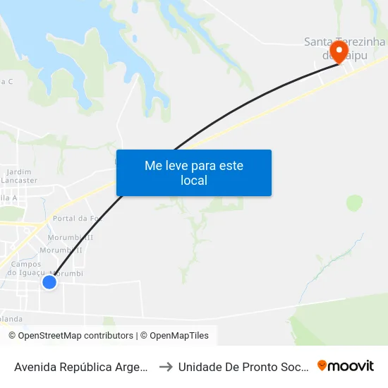 Avenida República Argentina, 4995 to Unidade De Pronto Socorro (Upa) map