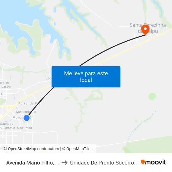 Avenida Mario Filho, 1521 to Unidade De Pronto Socorro (Upa) map