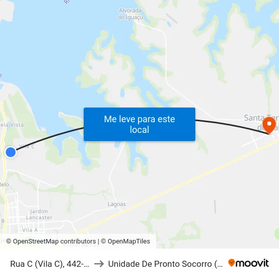 Rua C (Vila C), 442-512 to Unidade De Pronto Socorro (Upa) map