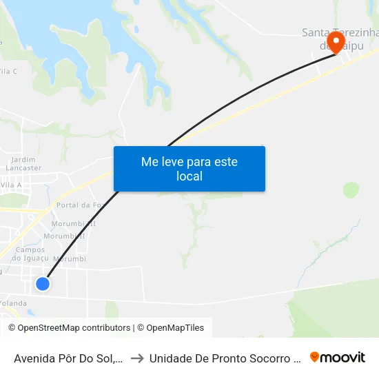 Avenida Pôr Do Sol, 576 to Unidade De Pronto Socorro (Upa) map
