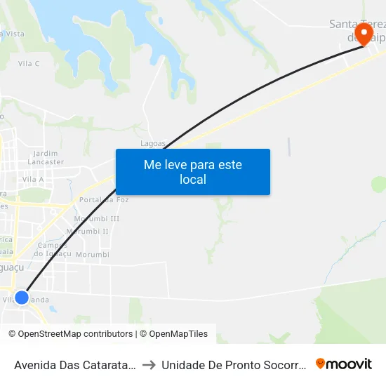 Avenida Das Cataratas, 779 to Unidade De Pronto Socorro (Upa) map