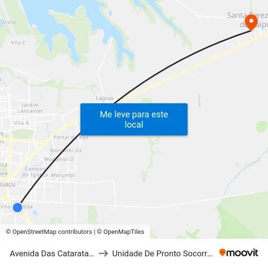 Avenida Das Cataratas, 971 to Unidade De Pronto Socorro (Upa) map