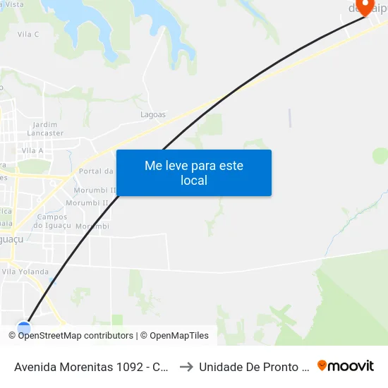 Avenida Morenitas 1092 - Colégio Estadual J.K. to Unidade De Pronto Socorro (Upa) map