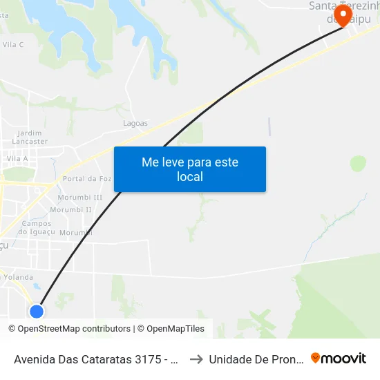 Avenida Das Cataratas 3175 - Mabu Thermas Grand Resort to Unidade De Pronto Socorro (Upa) map