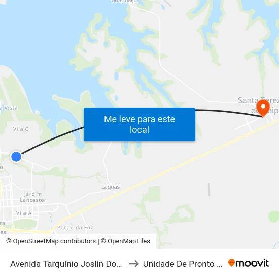 Avenida Tarquínio Joslin Dos Santos  - Unioeste to Unidade De Pronto Socorro (Upa) map