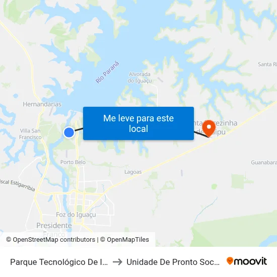 Parque Tecnológico De Itaipu (Pti) to Unidade De Pronto Socorro (Upa) map