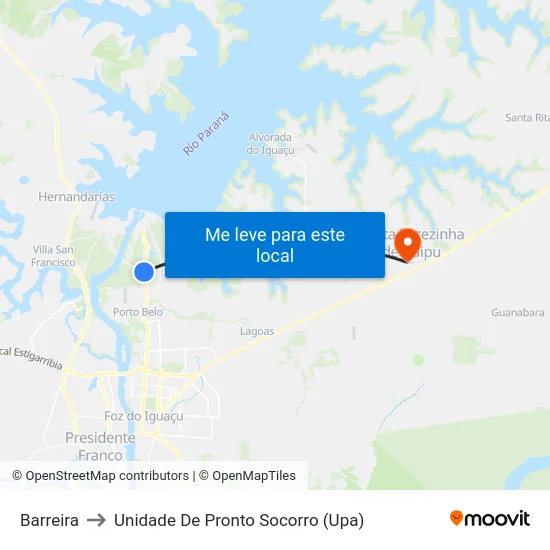 Barreira to Unidade De Pronto Socorro (Upa) map
