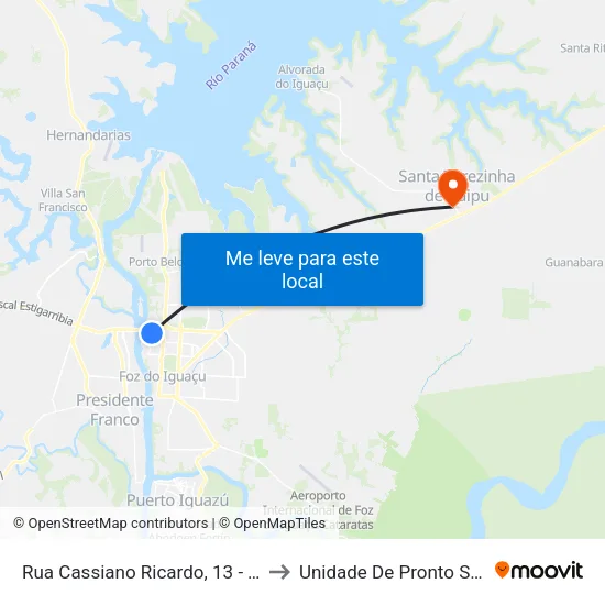 Rua Cassiano Ricardo, 13 - Terminal Ponte to Unidade De Pronto Socorro (Upa) map