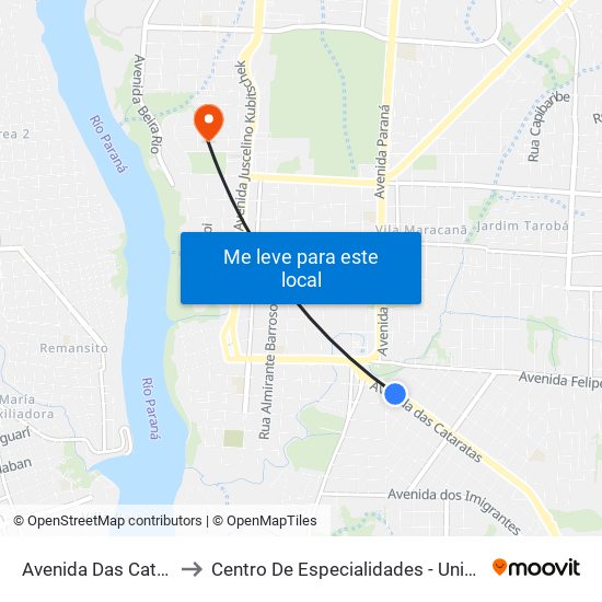 Avenida Das Cataratas, 322 to Centro De Especialidades - Unimed Foz Do Iguaçu map