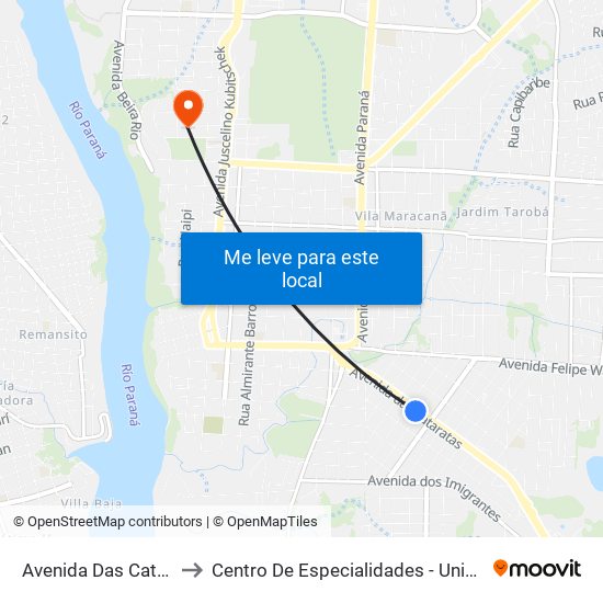 Avenida Das Cataratas, 730 to Centro De Especialidades - Unimed Foz Do Iguaçu map