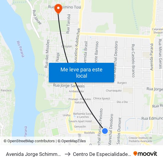 Avenida Jorge Schimmelpfeng 488 - Mcdonald's to Centro De Especialidades - Unimed Foz Do Iguaçu map
