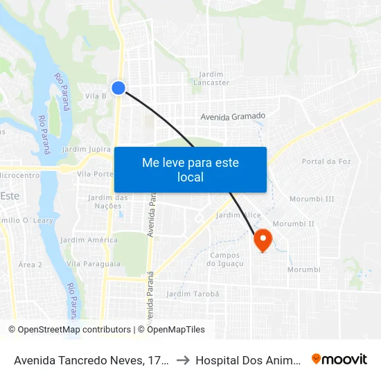 Avenida Tancredo Neves, 1774 to Hospital Dos Animais map