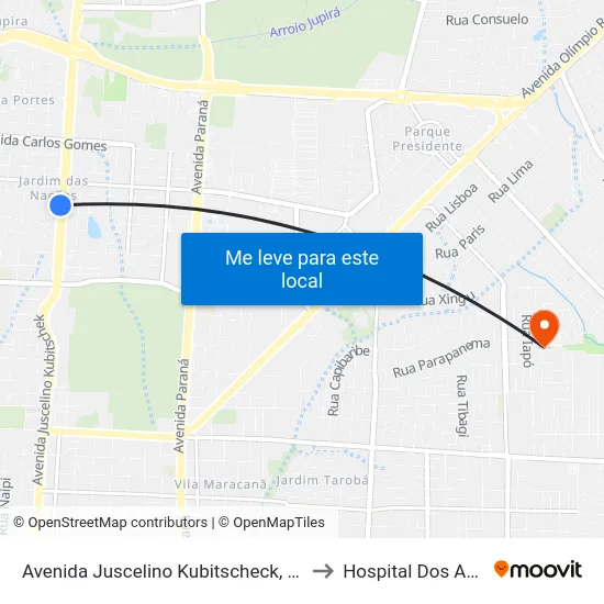Avenida Juscelino Kubitscheck, 3287-3375 to Hospital Dos Animais map