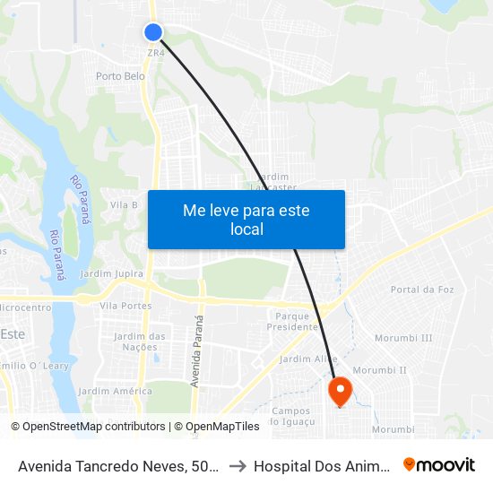 Avenida Tancredo Neves, 5057 to Hospital Dos Animais map