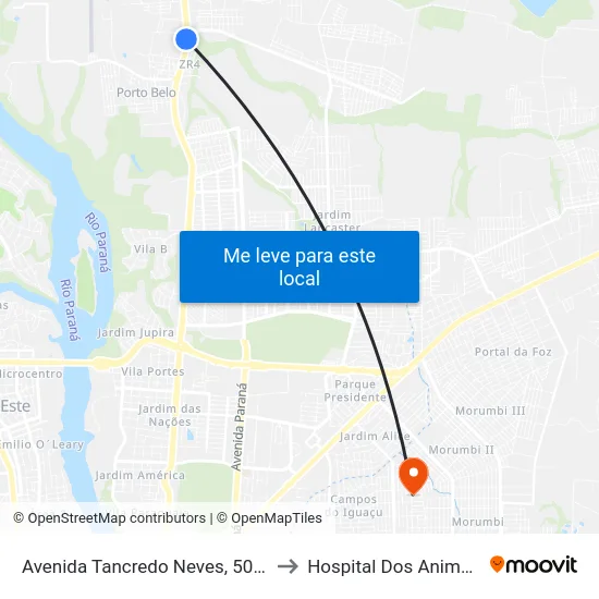 Avenida Tancredo Neves, 5057 to Hospital Dos Animais map