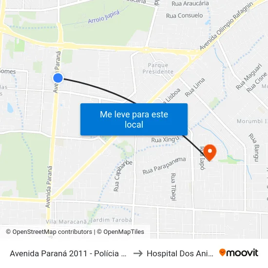 Avenida Paraná 2011 - Polícia Federal to Hospital Dos Animais map