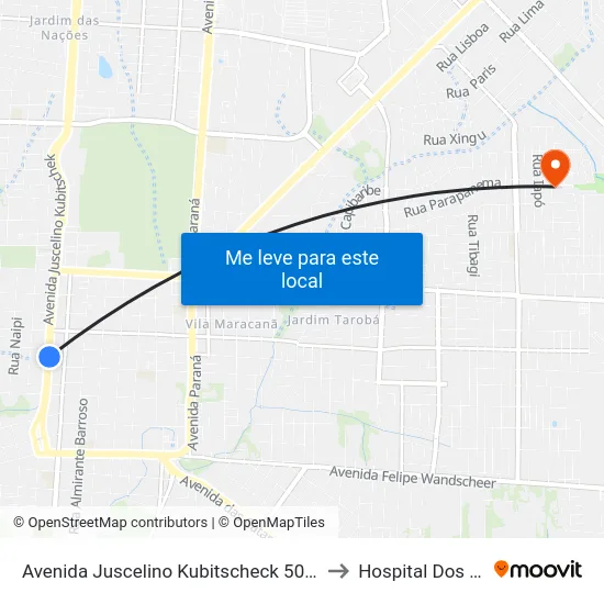 Avenida Juscelino Kubitscheck 506 - Fouad Center to Hospital Dos Animais map