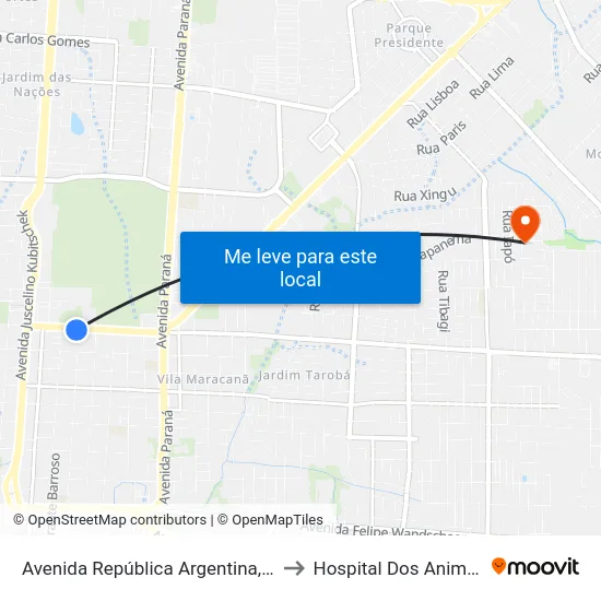 Avenida República Argentina, 20 to Hospital Dos Animais map